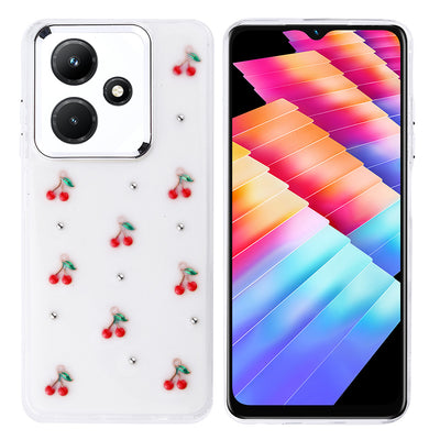 İnfinix Hot 30i Kılıf Airbag Tasarımlı Simli Şeffaf Zore Kutup Kapak Kiraz