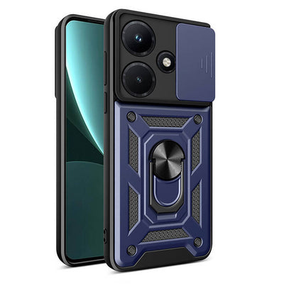 İnfinix Hot 30i Kılıf Magnetik Standlı Kamera Korumalı Zore Sürgülü Vega Kapak Siyah