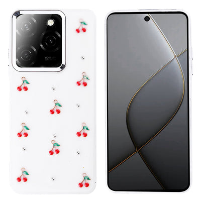 İnfinix Hot 40 Kılıf Airbag Tasarımlı Simli Şeffaf Zore Kutup Kapak Kiraz