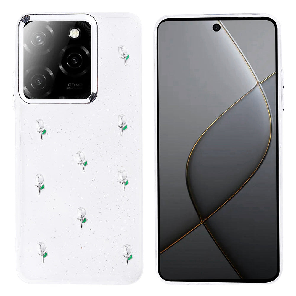 İnfinix Hot 40 Kılıf Airbag Tasarımlı Simli Şeffaf Zore Kutup Kapak Lale