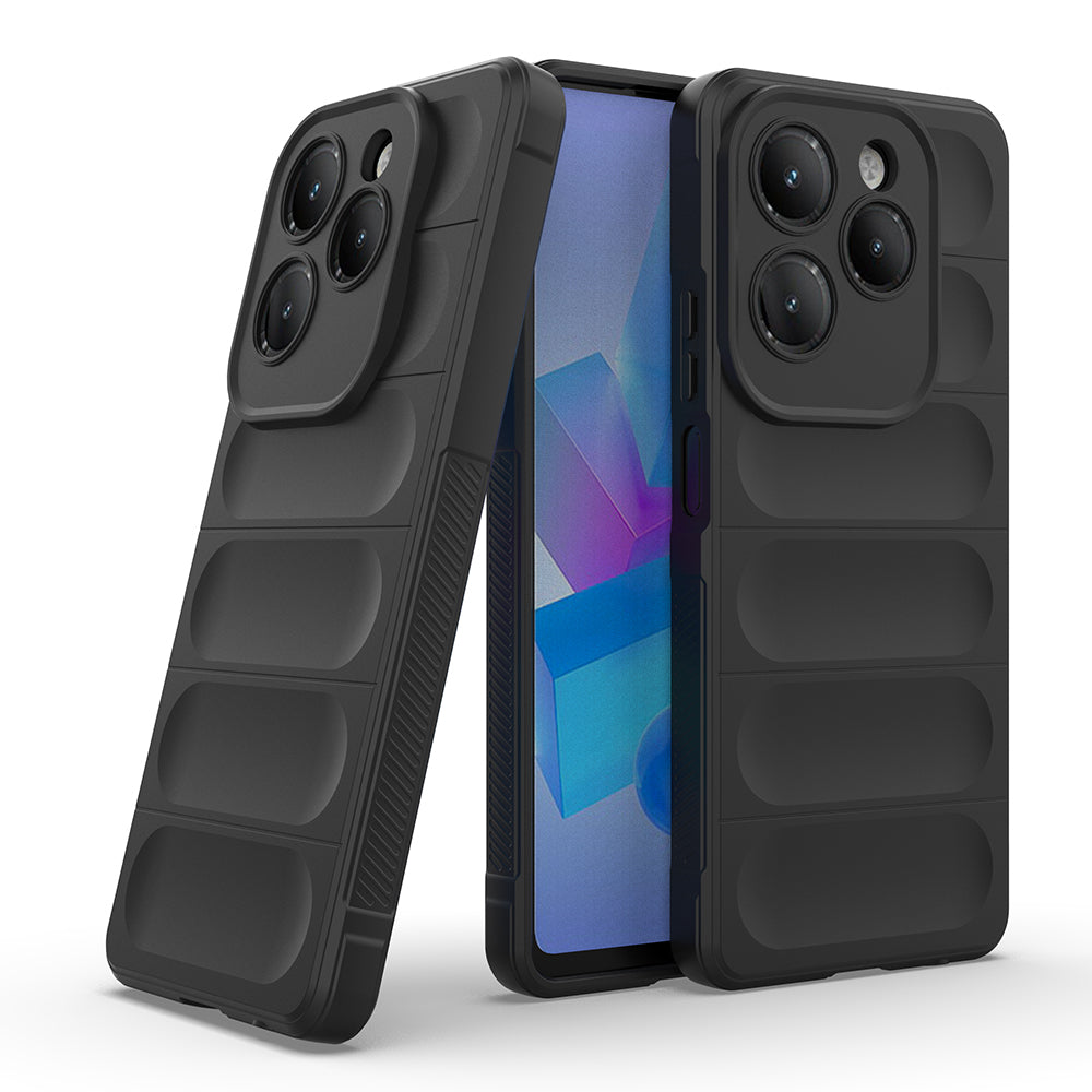 İnfinix Hot 40 Kılıf Esnek TPU Oyuklu Arka Yüzey Tasarımlı Zore Etnik Silikon Kapak Siyah