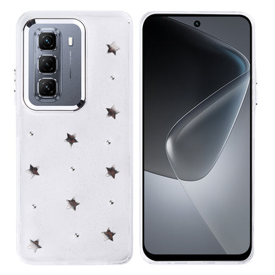 İnfinix Hot 50 4G Kılıf Airbag Tasarımlı Simli Şeffaf Zore Kutup Kapak Yıldız