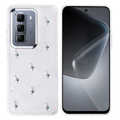 İnfinix Hot 50 4G Kılıf Airbag Tasarımlı Simli Şeffaf Zore Kutup Kapak Lale