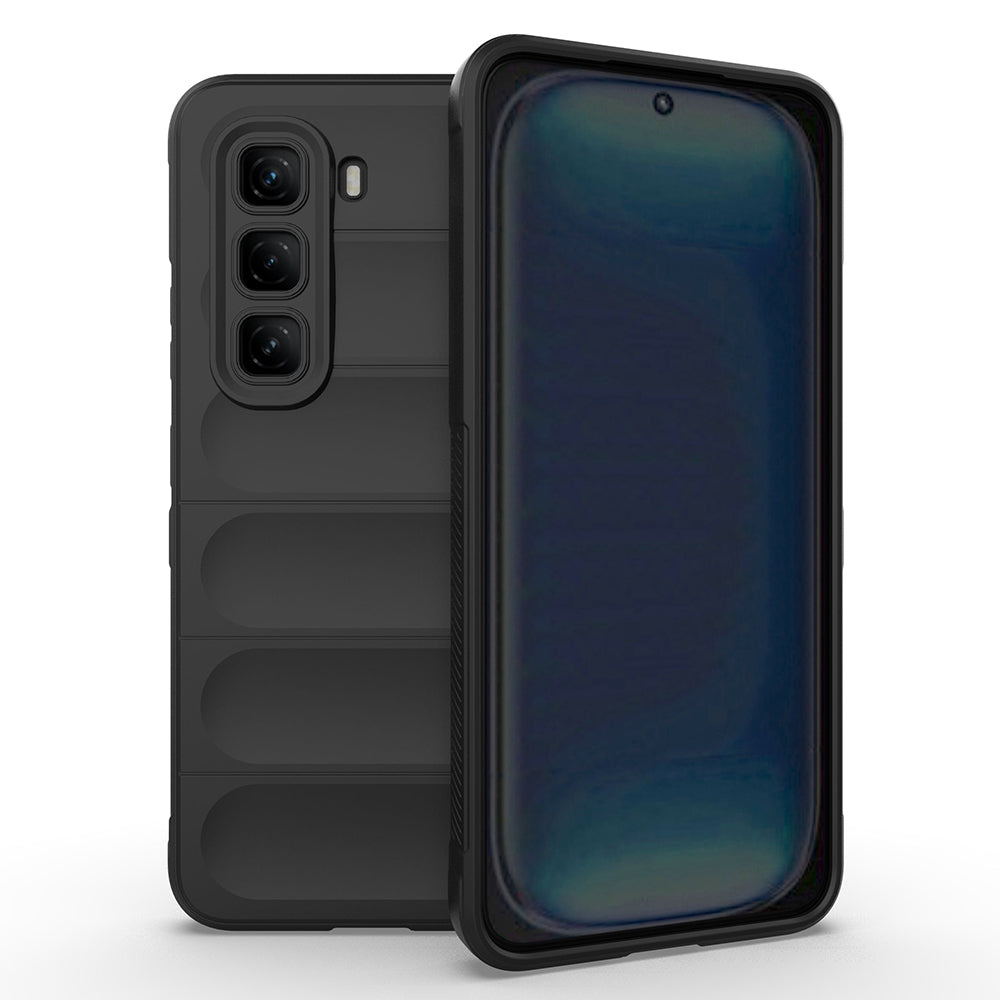 İnfinix Hot 50 4G Kılıf Esnek TPU Oyuklu Arka Yüzey Tasarımlı Zore Etnik Silikon Kapak Siyah