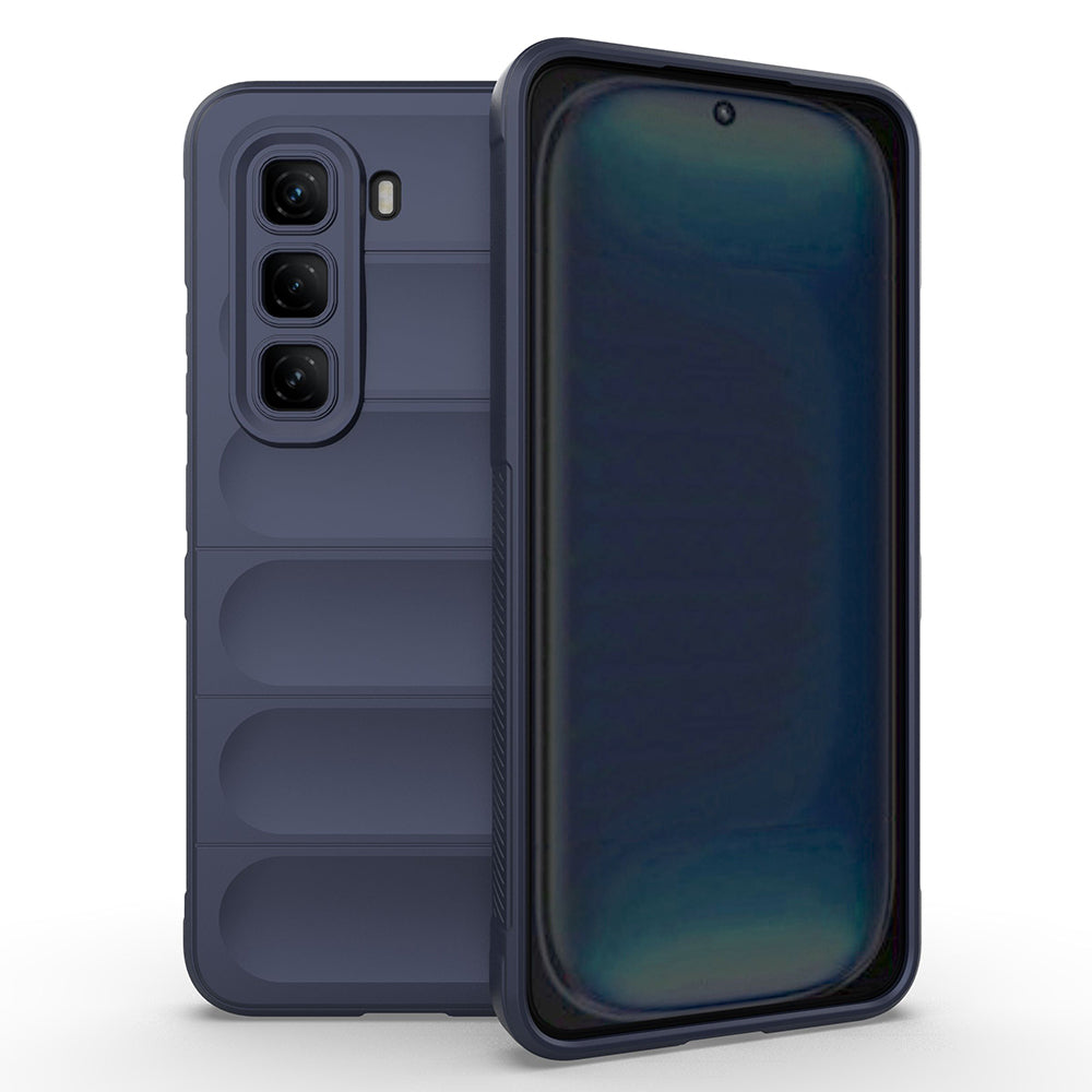 İnfinix Hot 50 4G Kılıf Esnek TPU Oyuklu Arka Yüzey Tasarımlı Zore Etnik Silikon Kapak Lacivert