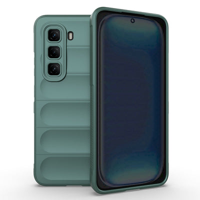 İnfinix Hot 50 Pro 4G Kılıf Esnek TPU Oyuklu Arka Yüzey Tasarımlı Zore Etnik Silikon Kapak Koyu Yeşil