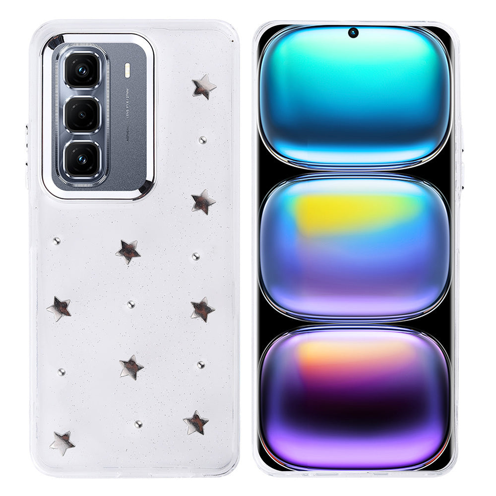 İnfinix Hot 50 Pro Plus 4G Kılıf Airbag Tasarımlı Simli Şeffaf Zore Kutup Kapak Lale