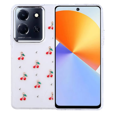 İnfinix Note 30 5G Kılıf Airbag Tasarımlı Simli Şeffaf Zore Kutup Kapak Kiraz