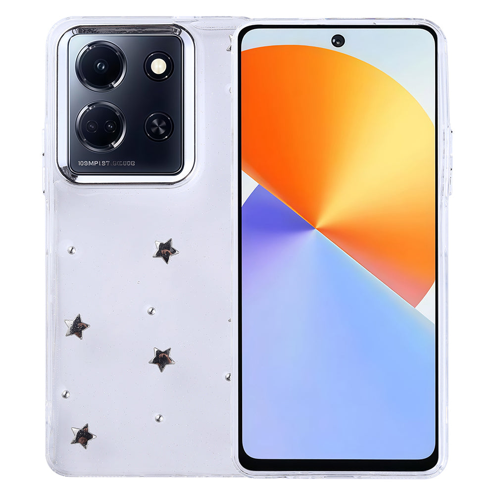 İnfinix Note 30 5G Kılıf Airbag Tasarımlı Simli Şeffaf Zore Kutup Kapak Yıldız