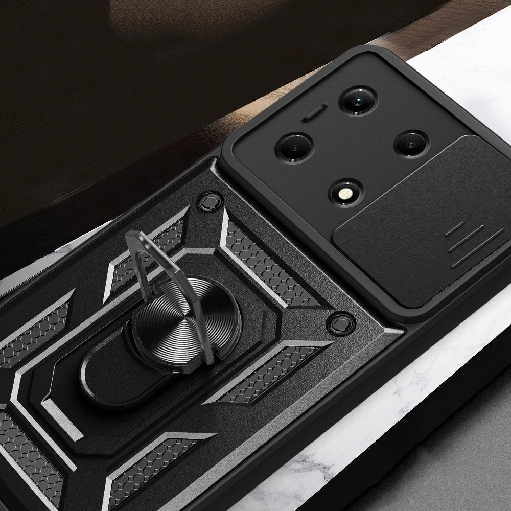 İnfinix Note 30 VIP Kılıf Magnetik Standlı Kamera Korumalı Zore Sürgülü Vega Kapak Lacivert