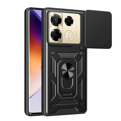 İnfinix Note 40 Pro Kılıf Magnetik Standlı Kamera Korumalı Zore Sürgülü Vega Kapak Mavi