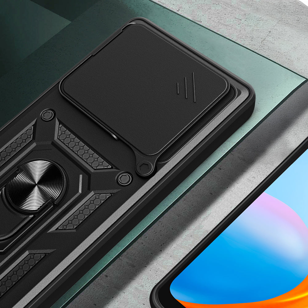 İnfinix Note 40 Pro Kılıf Magnetik Standlı Kamera Korumalı Zore Sürgülü Vega Kapak Mavi
