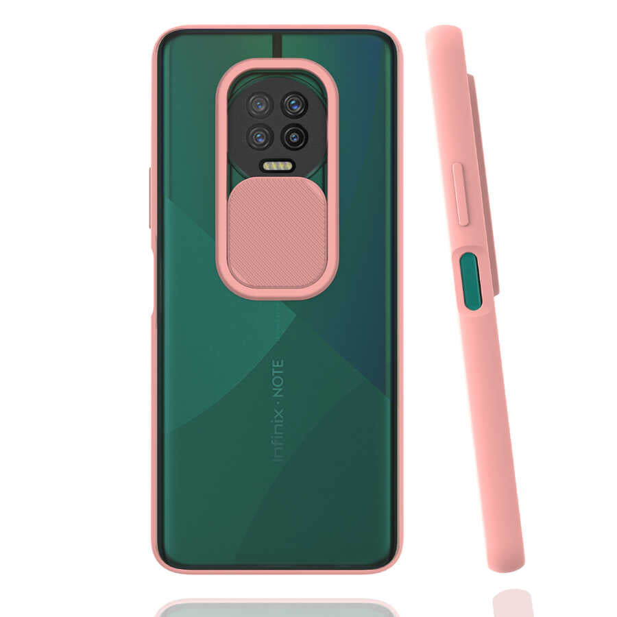 İnfinix Note 7 Kılıf Zore Lensi Kapak Pembe Açık