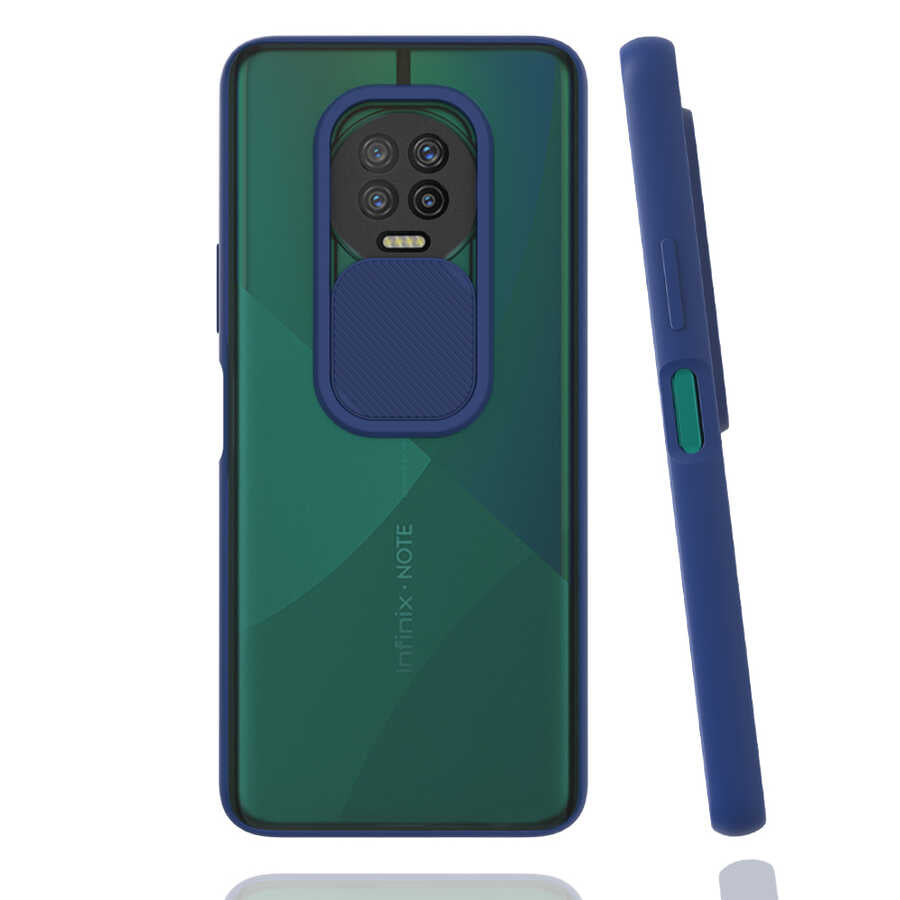 İnfinix Note 7 Kılıf Zore Lensi Kapak Lacivert