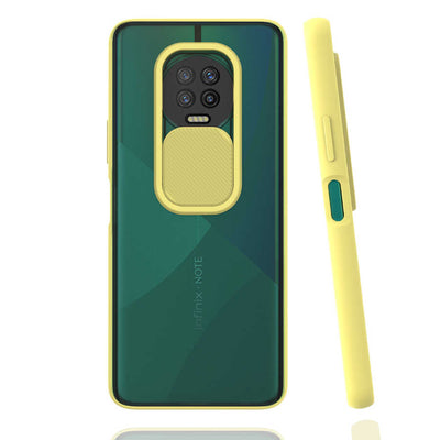 İnfinix Note 7 Kılıf Zore Lensi Kapak Sarı