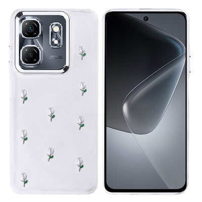 İnfinix Smart 9 Kılıf Airbag Tasarımlı Simli Şeffaf Zore Kutup Kapak Lale