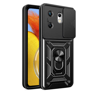 İnfinix Zero 30 4G  Kılıf Magnetik Standlı Kamera Korumalı Zore Sürgülü Vega Kapak Siyah