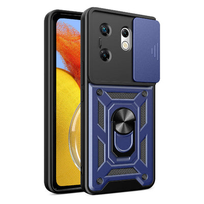 İnfinix Zero 30 4G  Kılıf Magnetik Standlı Kamera Korumalı Zore Sürgülü Vega Kapak Mavi