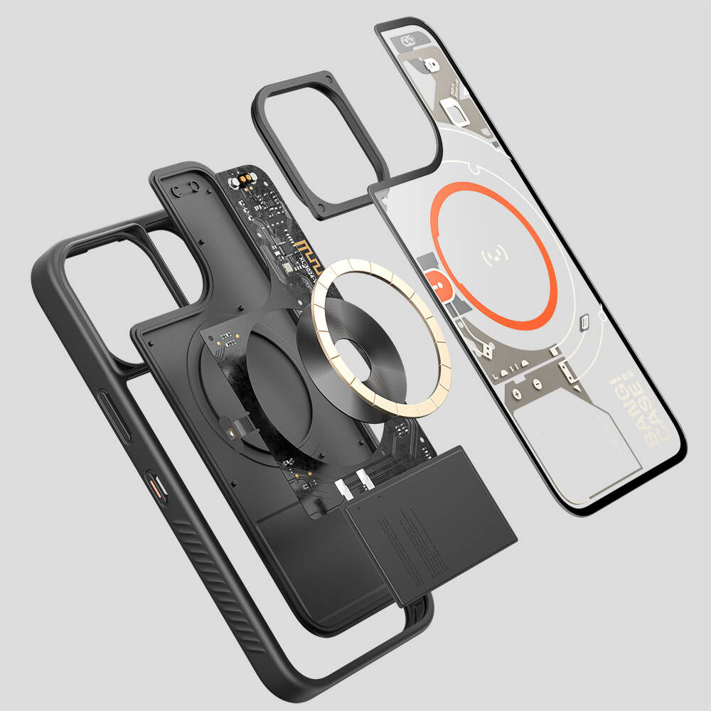 iPhone 15 Pro Max Kılıf Özelleştirilebilir 3 Fonksiyonlu Bluetooth Bağlantılı Bitmo Lab Bangcase Akıllı M-safe Kapak Siyah