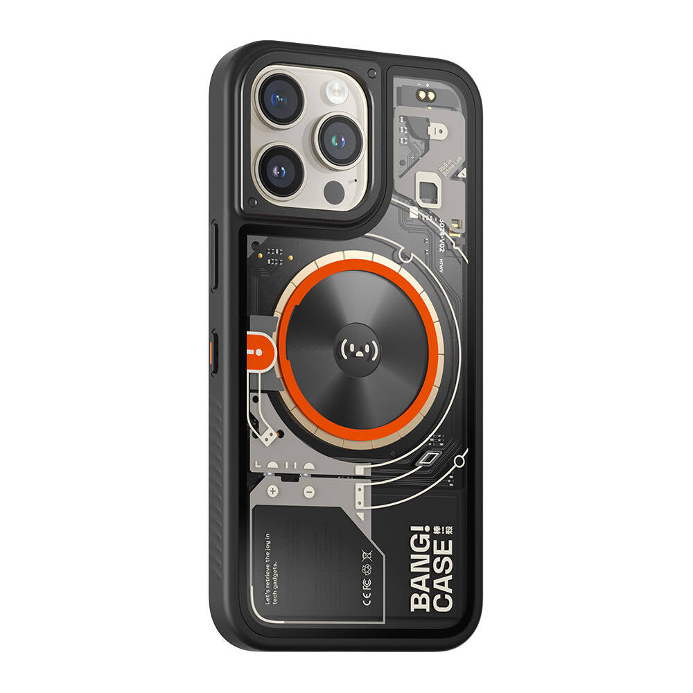 iPhone 15 Pro Max Kılıf Özelleştirilebilir 3 Fonksiyonlu Bluetooth Bağlantılı Bitmo Lab Bangcase Akıllı M-safe Kapak Siyah