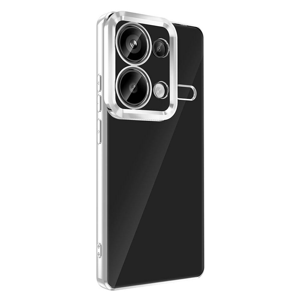 Xiaomi Redmi Note 13 Pro 4G Kılıf Kamera Korumalı Logo Gösteren Zore Omega Kapak Gümüş