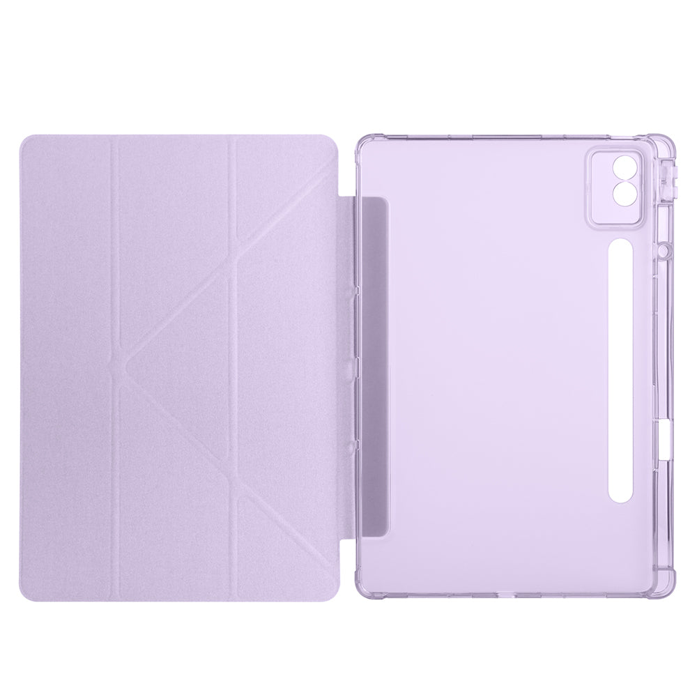 Lenovo Idea Tab Pro 12.7 TB-373FU Kılıf Zore Tri Folding Kalem Bölmeli Standlı Kılıf Mor