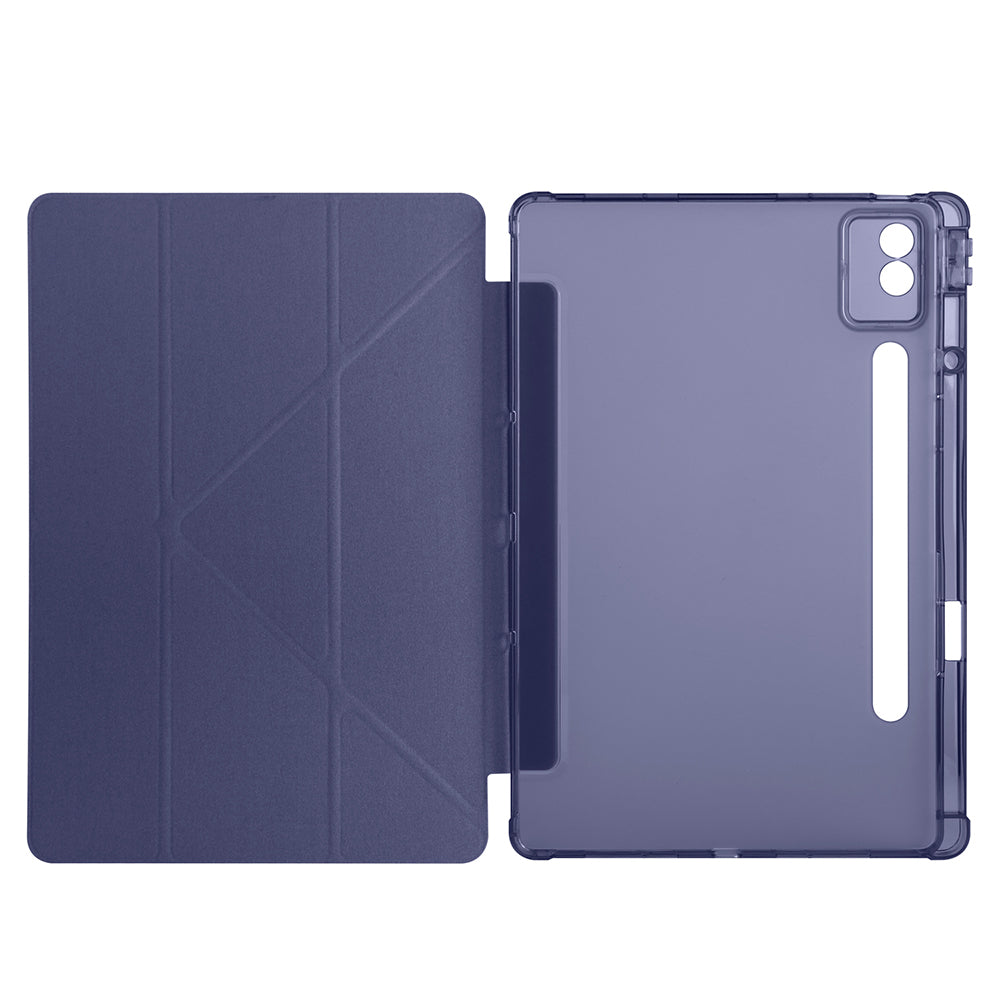 Lenovo Idea Tab Pro 12.7 TB-373FU Kılıf Zore Tri Folding Kalem Bölmeli Standlı Kılıf Lacivert