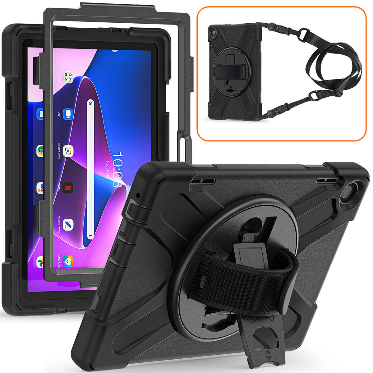 Lenovo Tab M10 HD (2.Nesil) 2022 Zore Defender Tablet Silikon Siyah