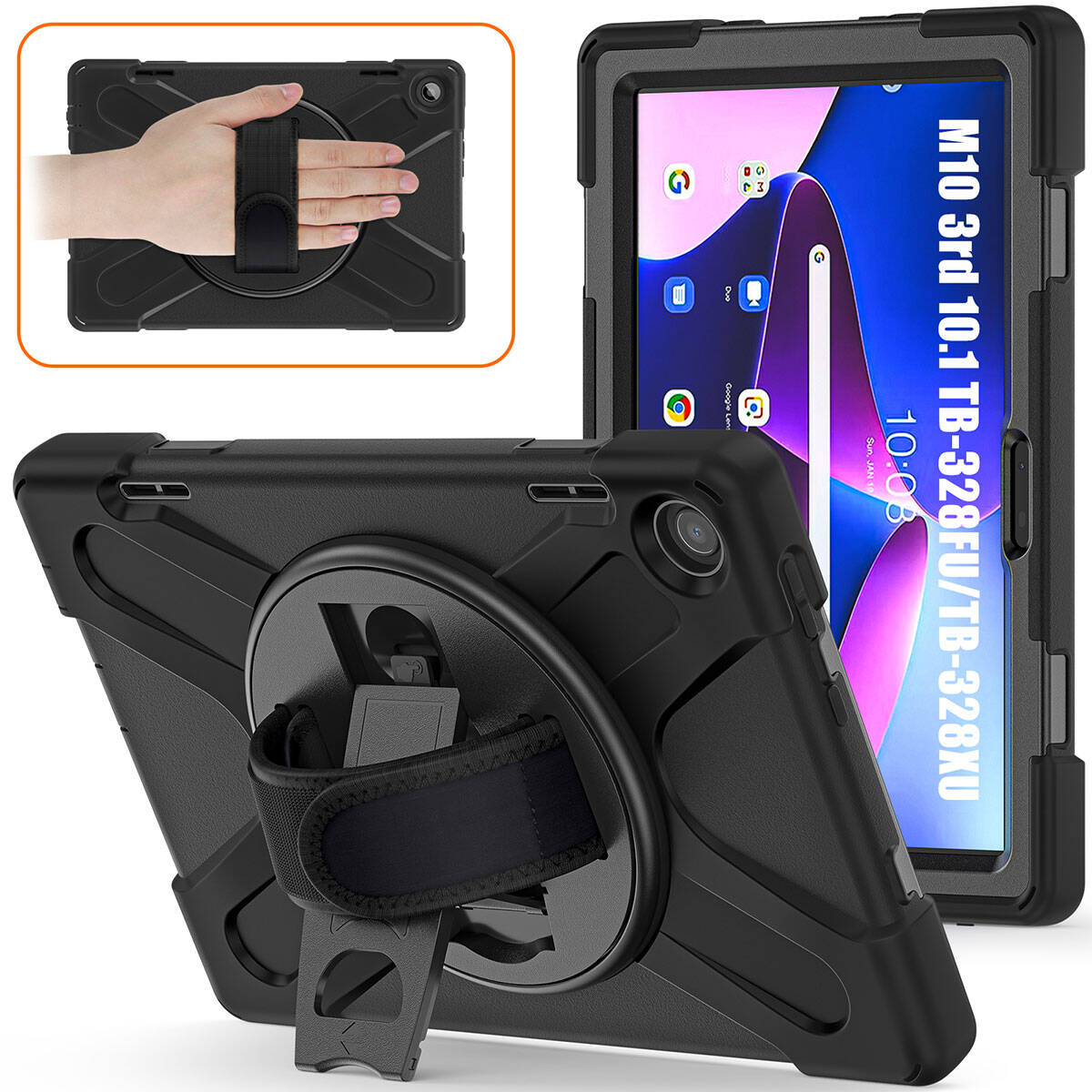 Lenovo Tab M10 TB-328F 3. Jenerasyon Zore Defender Tablet Silikon Siyah