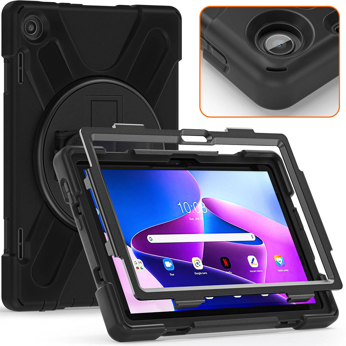 Lenovo Tab M10 TB-328F 3. Jenerasyon Zore Defender Tablet Silikon Siyah