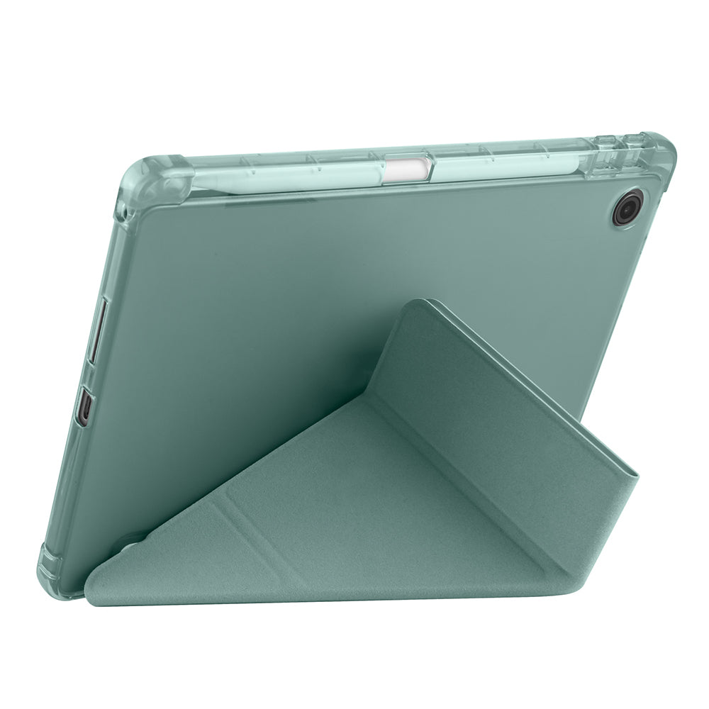 Lenovo Tab TB-311FU Kılıf Zore Tri Folding Kalem Bölmeli Standlı Kılıf Koyu Yeşil