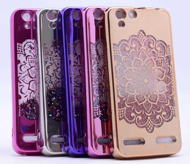 Lenovo Vibe K5 Kılıf Zore Lazer Çiçekli Sıvılı Silikon Gümüş