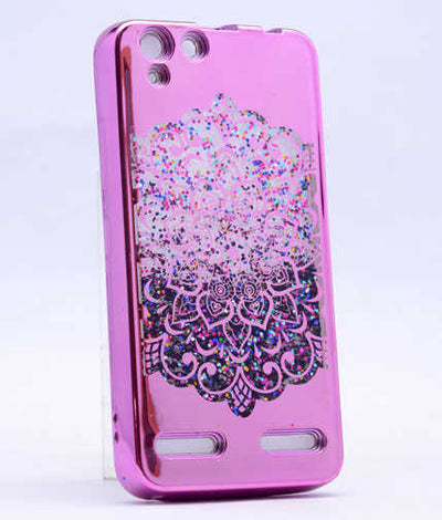 Lenovo Vibe K5 Kılıf Zore Lazer Çiçekli Sıvılı Silikon Pembe Açık