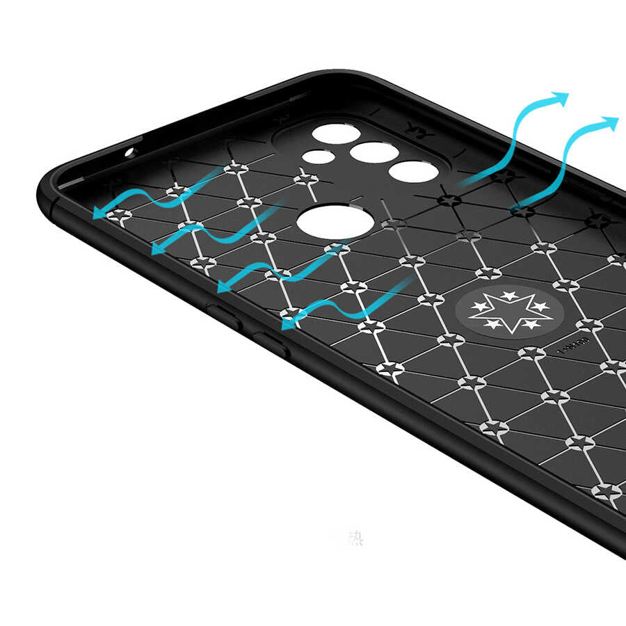 One Plus Nord N100 Kılıf Zore Ravel Silikon Kapak Siyah-Mavi