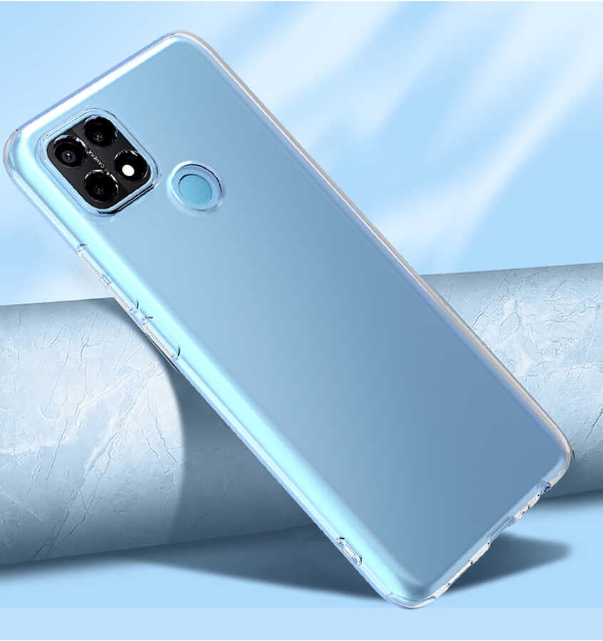 Oppo A15 Kılıf Zore Kamera Korumalı Süper Silikon Kapak Renksiz