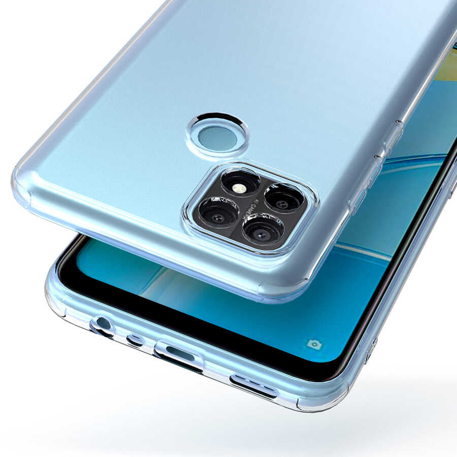 Oppo A15S Kılıf Zore Kamera Korumalı Süper Silikon Kapak Renksiz