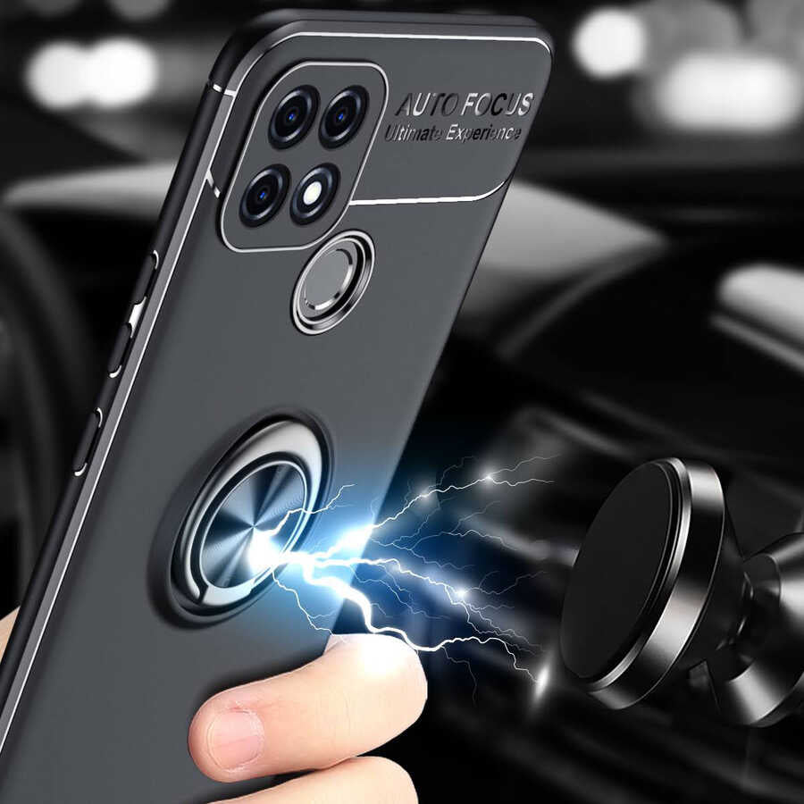 Oppo A15S Kılıf Zore Ravel Silikon Kapak Siyah-Mavi