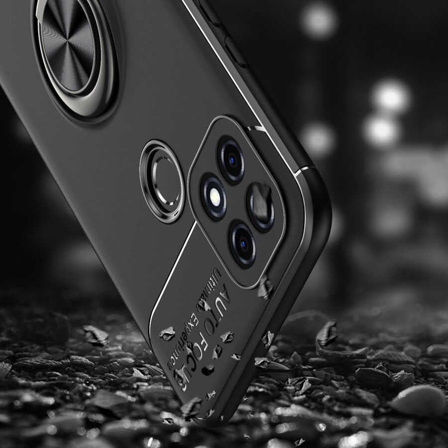 Oppo A15S Kılıf Zore Ravel Silikon Kapak Siyah-Mavi