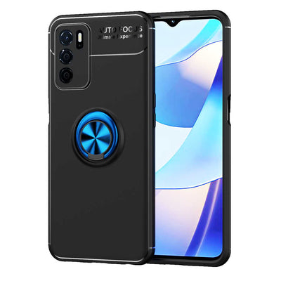 Oppo A16 Kılıf Zore Ravel Silikon Kapak Siyah-Mavi