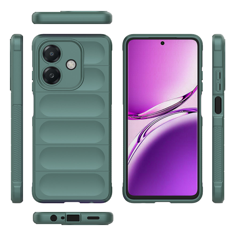 Oppo A3 Kılıf Esnek TPU Oyuklu Arka Yüzey Tasarımlı Zore Etnik Silikon Kapak Koyu Yeşil