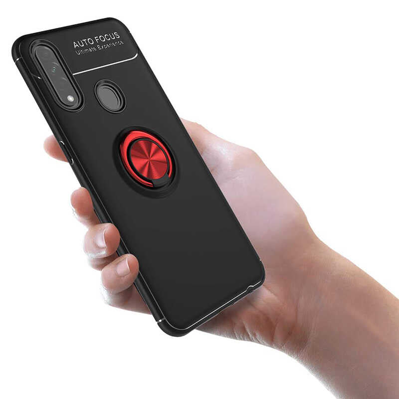 Oppo A31 Kılıf Zore Ravel Silikon Kapak Siyah-Kırmızı