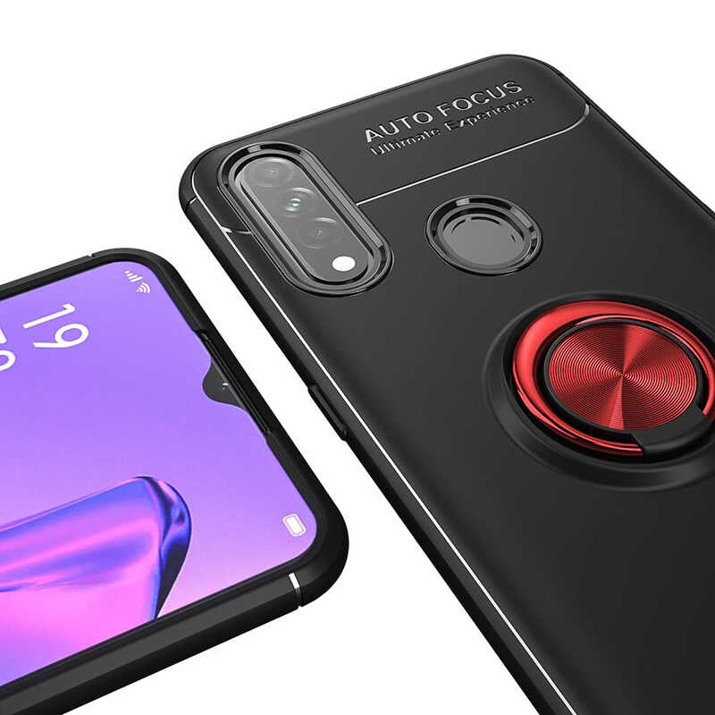 Oppo A31 Kılıf Zore Ravel Silikon Kapak Siyah-Kırmızı