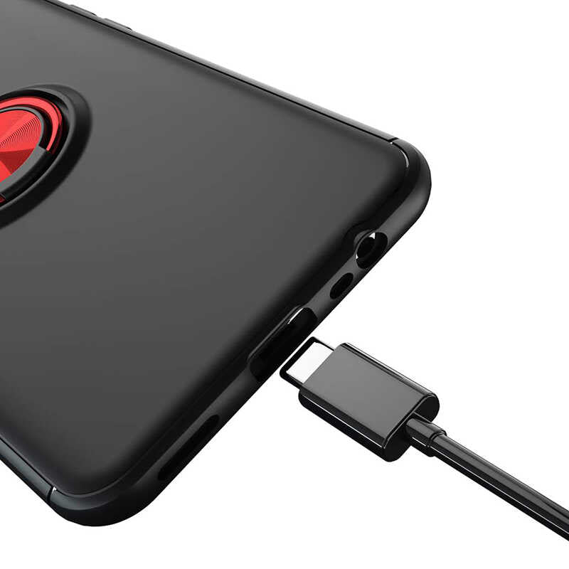 Oppo A31 Kılıf Zore Ravel Silikon Kapak Siyah-Rose Gold