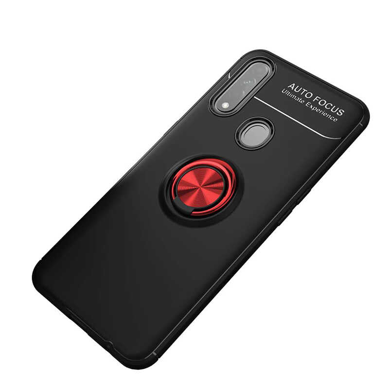 Oppo A31 Kılıf Zore Ravel Silikon Kapak Siyah-Kırmızı