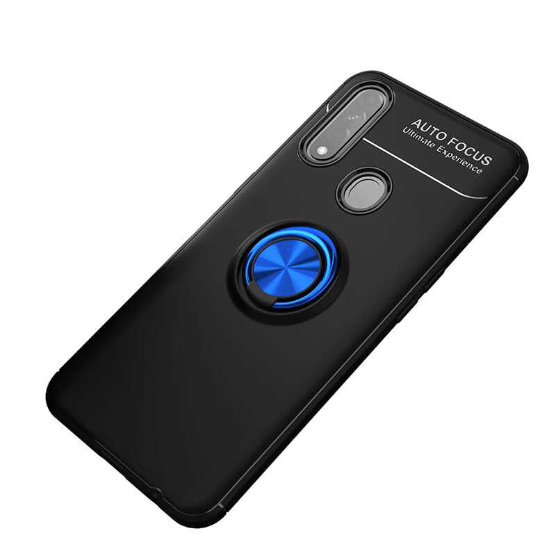 Oppo A31 Kılıf Zore Ravel Silikon Kapak Siyah-Mavi