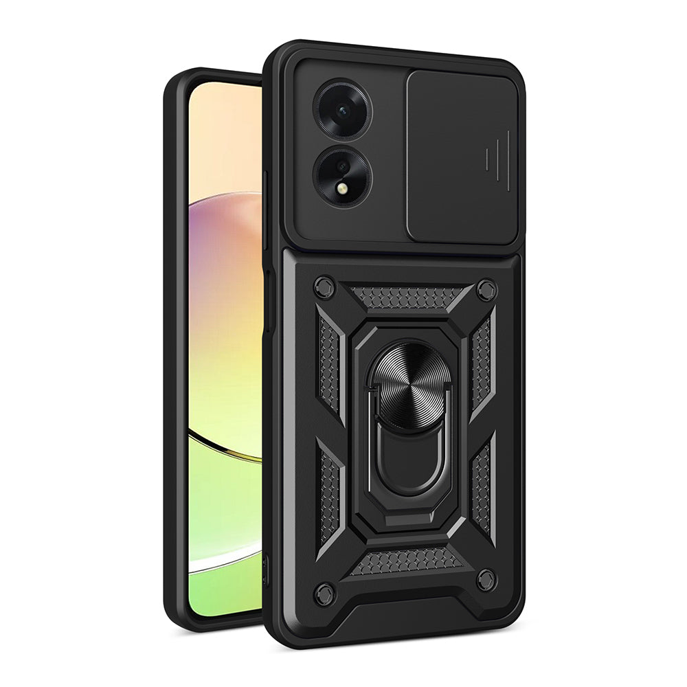 Oppo A38 Kılıf Magnetik Standlı Kamera Korumalı Zore Sürgülü Vega Kapak Mavi