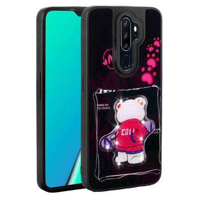 Oppo A5 2020 Kılıf Parlayan Kabartmalı İkonik Figürlü Zore Amas Silikon Kapak Siyah