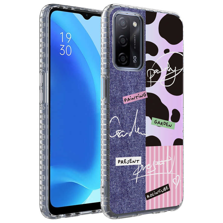 Oppo A54 4G Kılıf Airbag Kenarlı Renkli Desenli Silikon Zore Elegans Kapak NO8