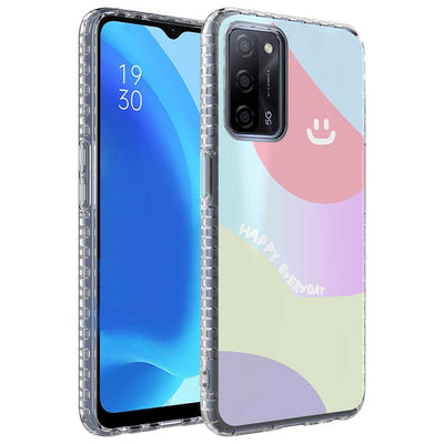 Oppo A54 4G Kılıf Airbag Kenarlı Renkli Desenli Silikon Zore Elegans Kapak NO7