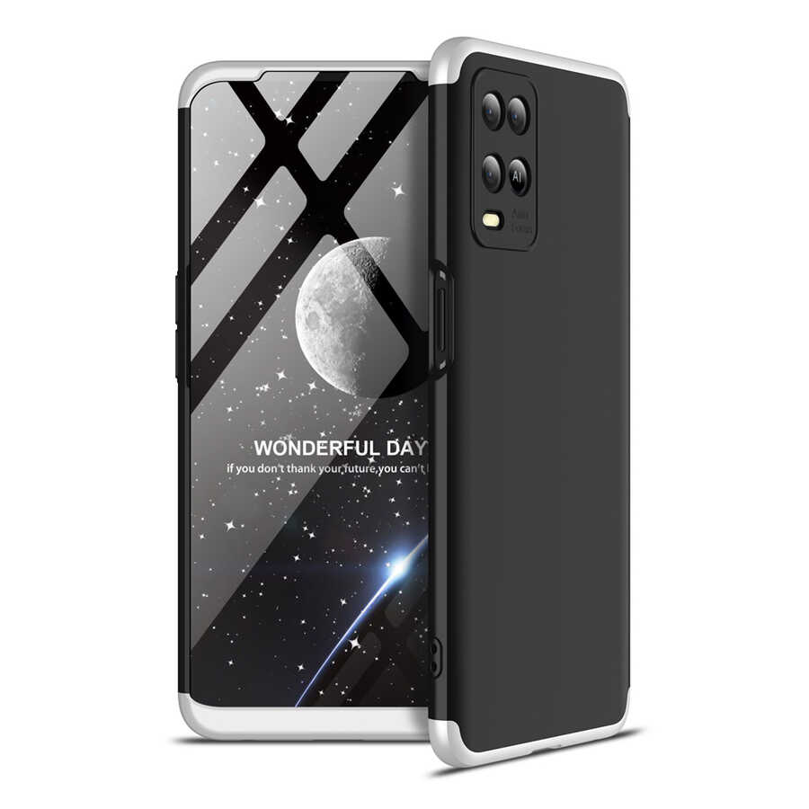 Oppo A54 4G Kılıf Zore Ays Kapak Siyah-Gri